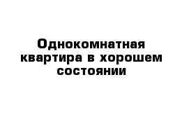 Однокомнатная квартира в хорошем состоянии